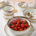 White Porcelain Plates for Food Dinner Set Dishes Salad Soup Bowl Ceramic Plates and Bowls Set  Service for 2/4/6/8 Person